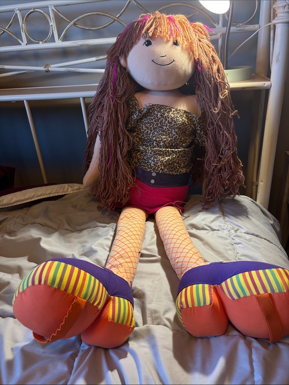 Plush Rag Doll with Purple Shoes and Pink Accents